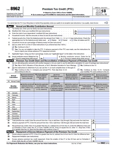 8962 tax form 2018