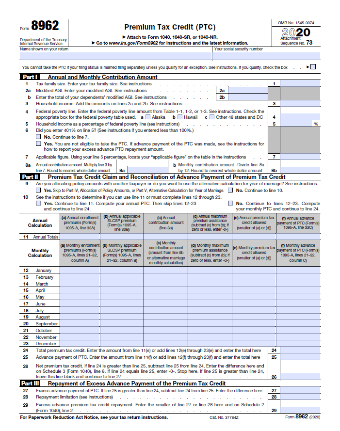 8962 tax form 2020