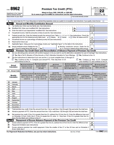 8962 tax form 2022