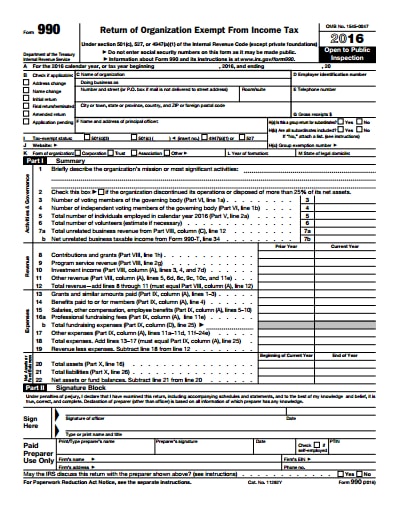 Free Download IRS Form 990
