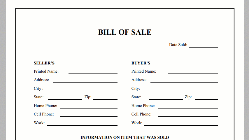 General Bill of Sale