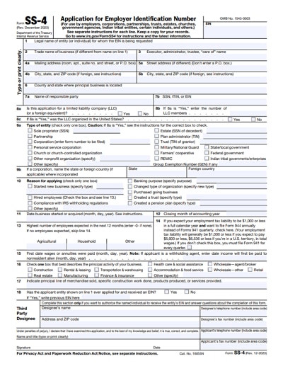 SS-4 tax form 2013