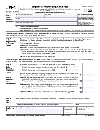 W-4 tax form 2023