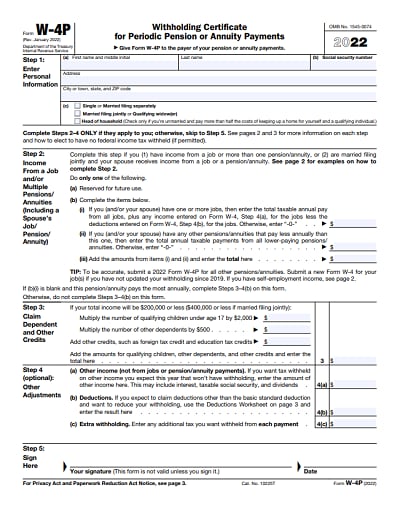 irs w4p form 2022