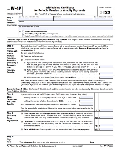 irs w4p form 2023
