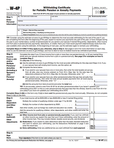 irs w4p form 2025