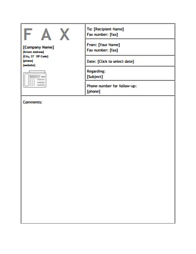 generic fax cover sheet template 2