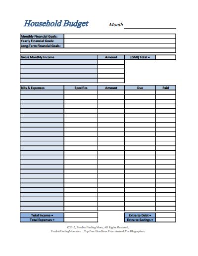 household budget template 1