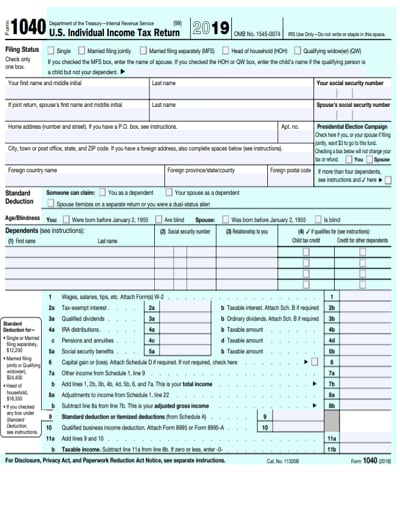 Irs 1040 Form Download Create Edit Fill And Print Wondershare Pdfelement