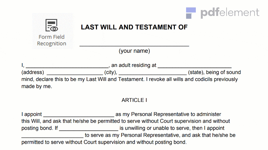 Last Will And Testament Form Free Download Create Edit Print Wondershare Pdfelement