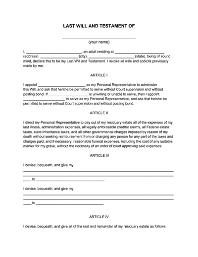 Last Will And Testament Form Free Download Wondershare Pdfelement