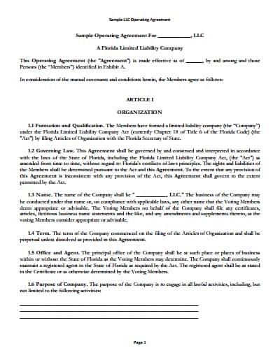 LLC Operating Agreement Template: Free Download