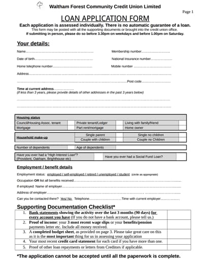 Loan Application Form: Free Download