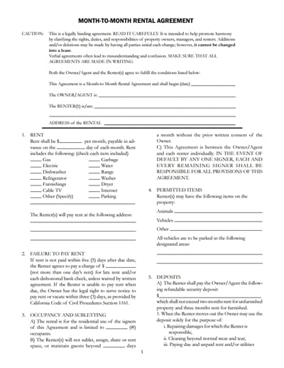 month to month rental agreement template 2