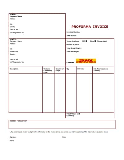 proforma invoice template 2