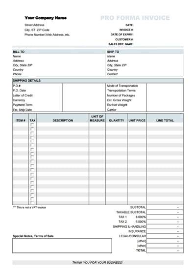 proforma invoice template 3