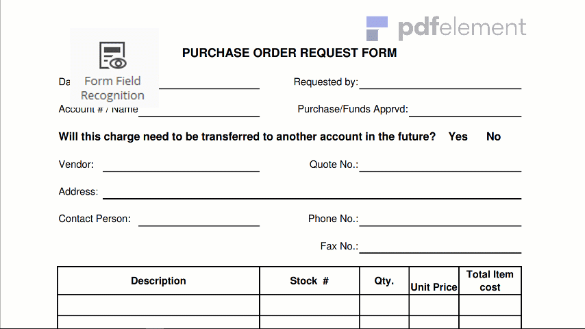 simple purchase order form