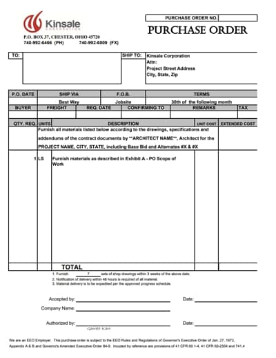purchase order template 1