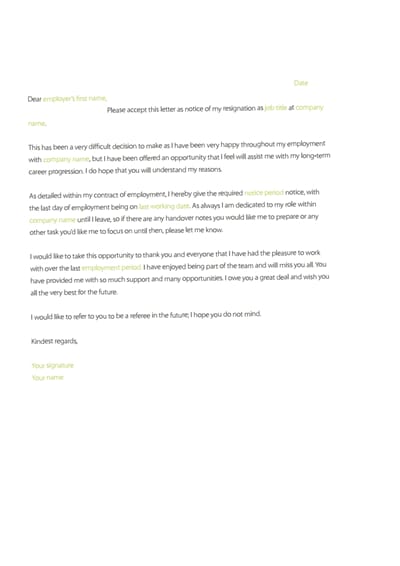 resignation letter template 3