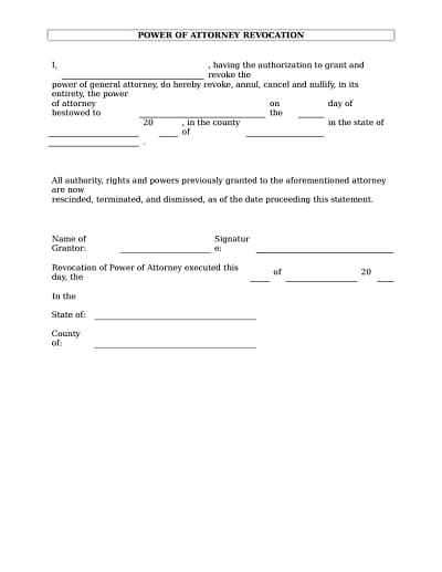 Revocation Of Power Of Attorney Form Free Download 9688
