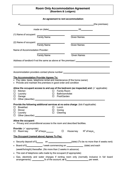 room rental agreement template 3