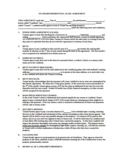 sample lease agreement template 2