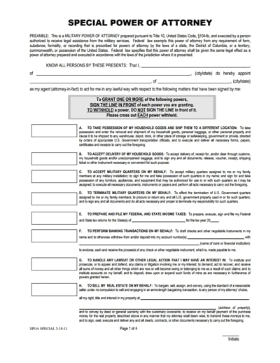 Special Power of Attorney Form: Free Download