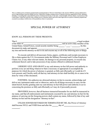 special power of attorney form 4