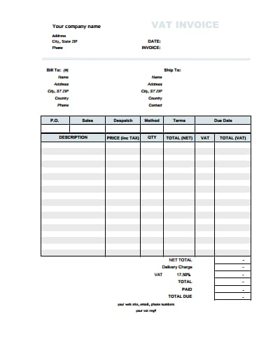 vat invoice template 1