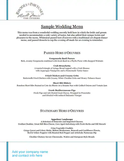 free wedding menu templates for microsoft word