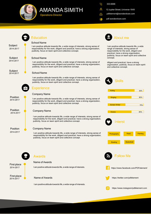 Resume Template - Elegant Gold