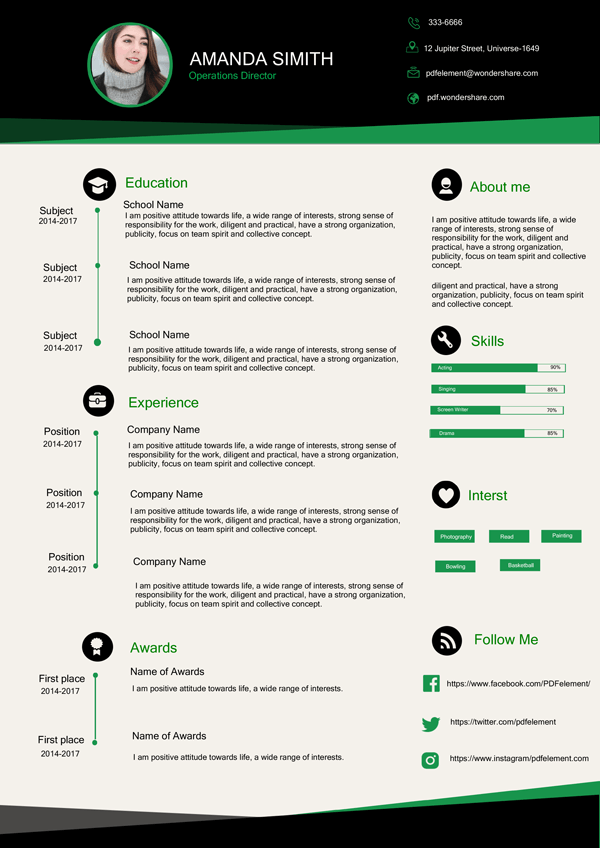 Resume Template - Elegant Green