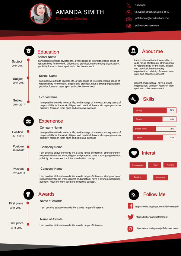 Resume Template - Elegant Red