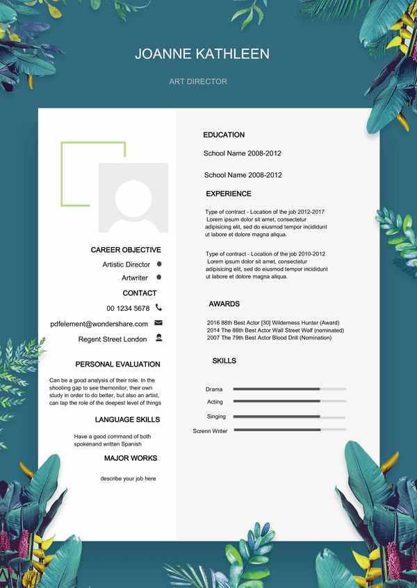 Resume Template - Summer Flower