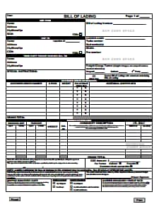 Bill of Lading Form Template: Download, Create, Edit, Fill and Print