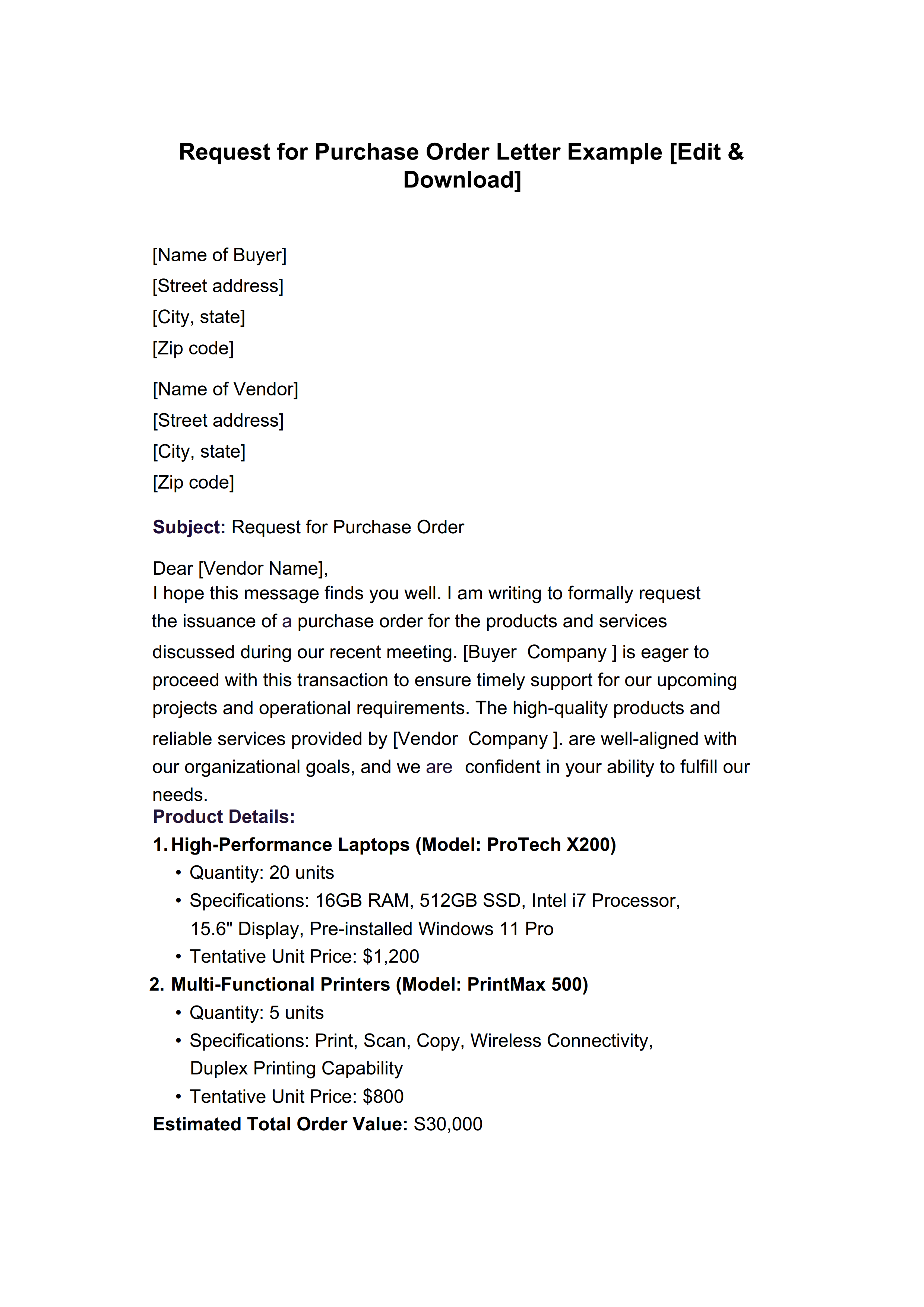 purchase order request form 4
