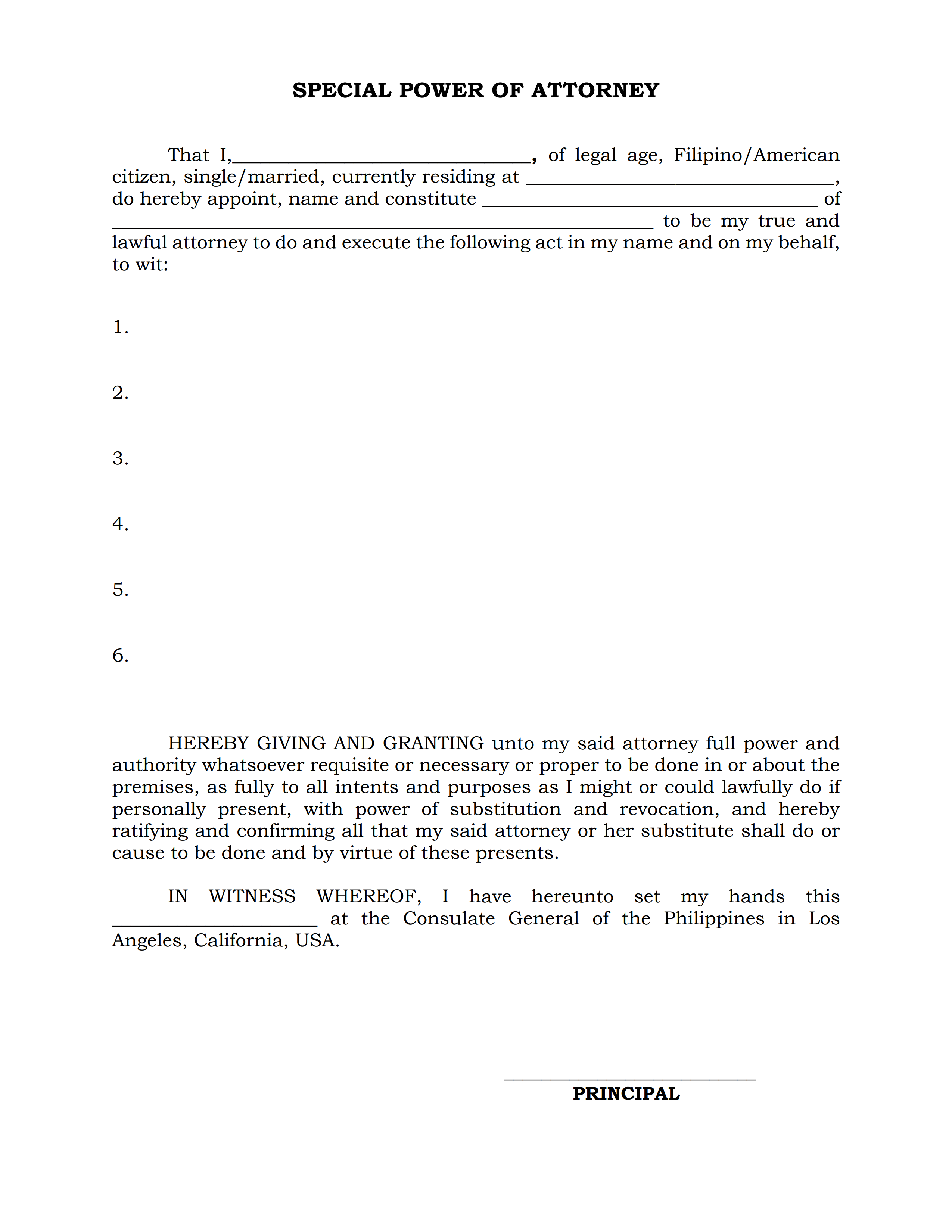 Special Power of Attorney in Philippine