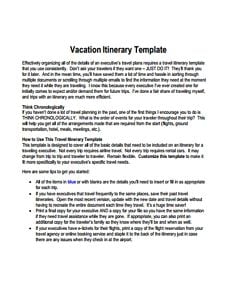 Vacation Itinerary Template: Free Download, Create, Edit, Fill and Print