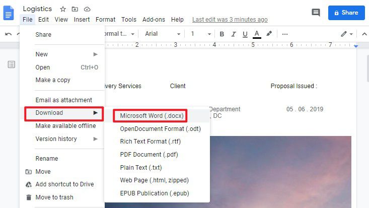 how to download a word document