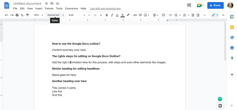 wie man eine Gliederung in Google Docs bearbeitet 8