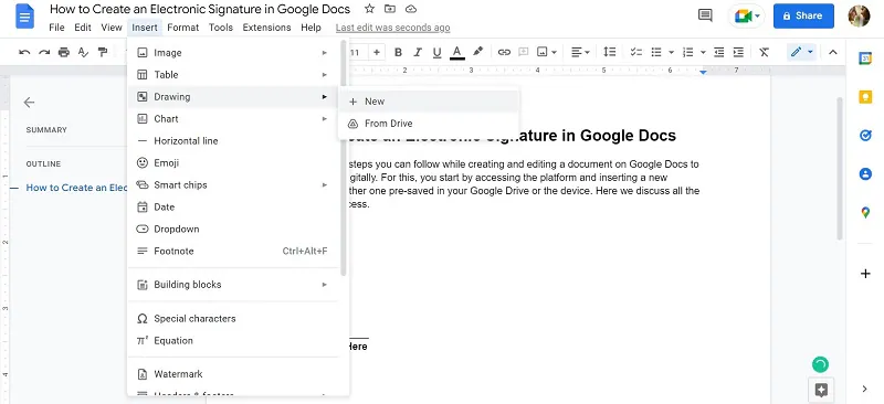 como assinar um documento no google docs 2