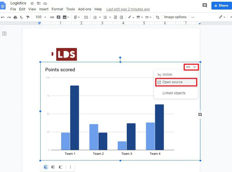 crea un grafico in google docs