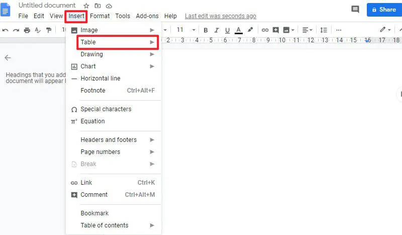 How to Make a Table in Google Docs