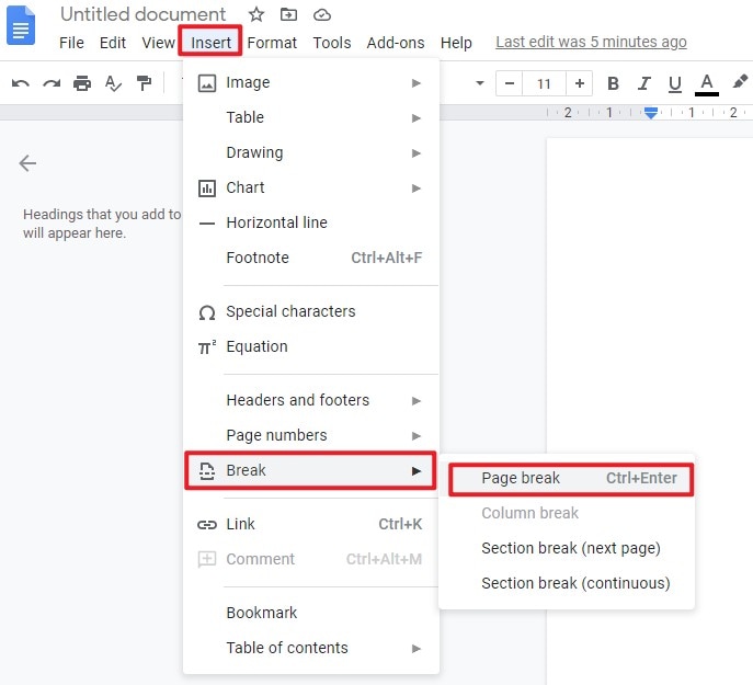 3 Steps To Separate Pages In Google Docs