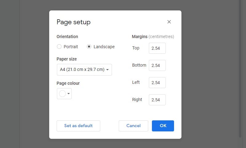 rotate page in google docs