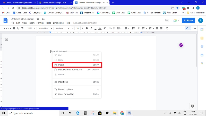 Paste the Document's Link on Google Doc