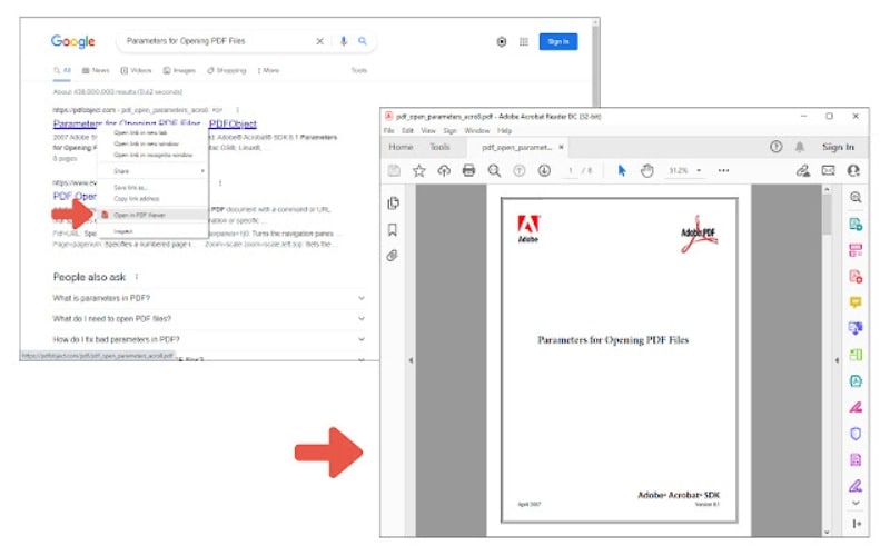 Открыть в программе просмотра PDF с расширением Chrome