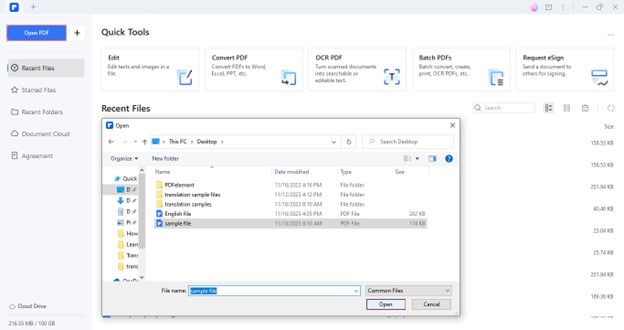 pdf-Datei in PDFelement öffnen