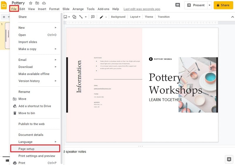 comment transformer google slides en portrait