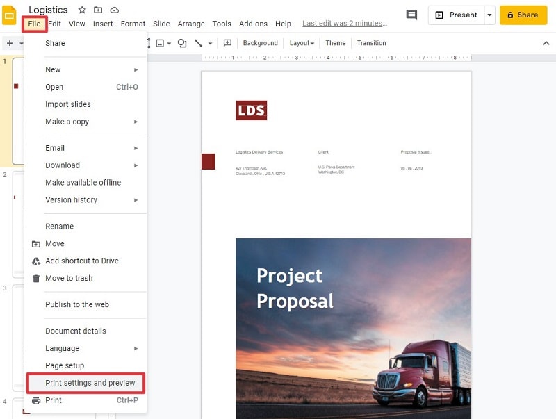 how to print google slides with notes